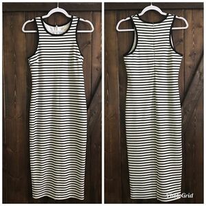 COPPER KEY Striped Fitted Midi Dress Size Medium